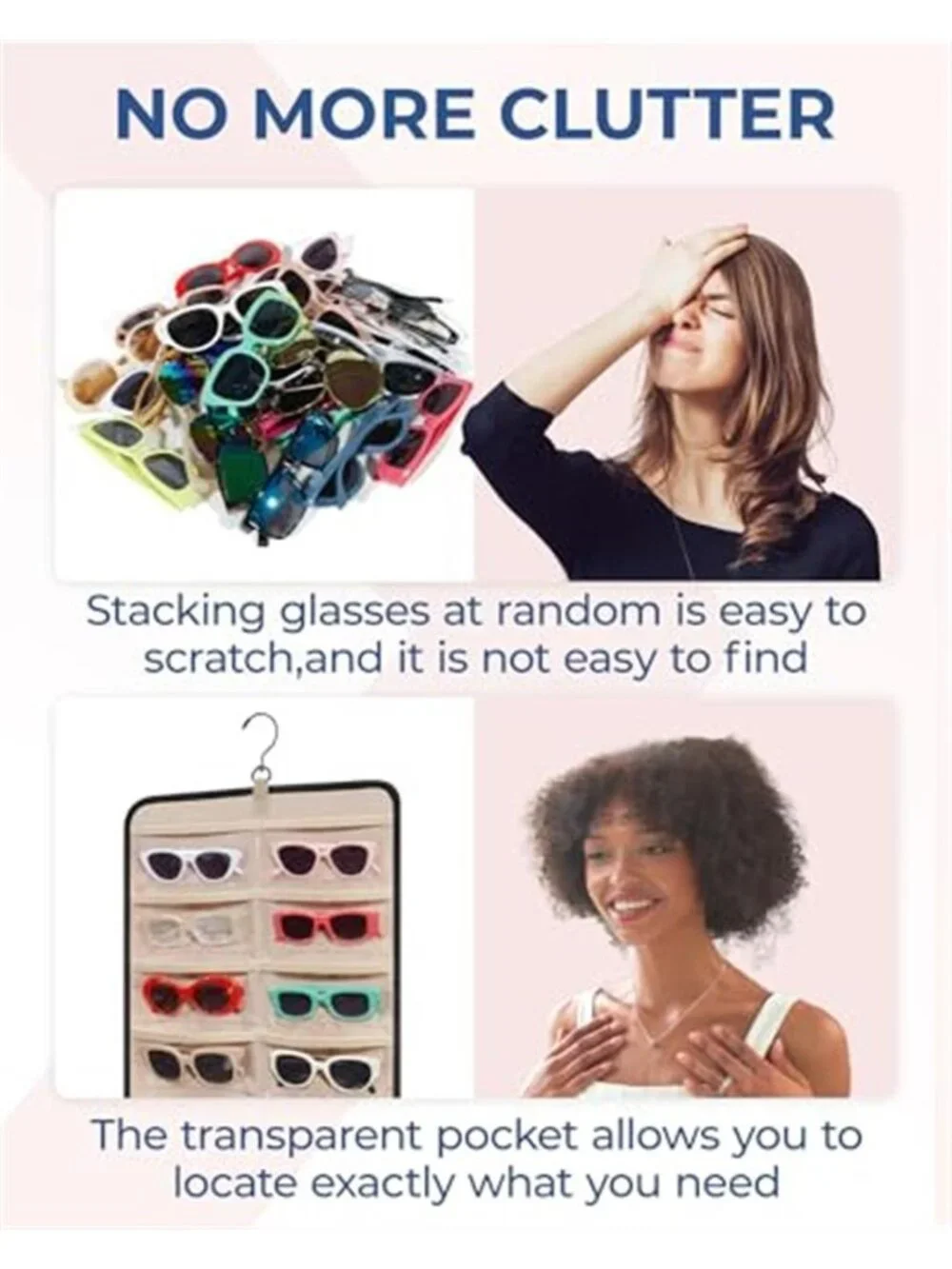 Wall Mounted Sunglasses Organizer 32 Slot Hanging Eyeglass Storage Display Rack